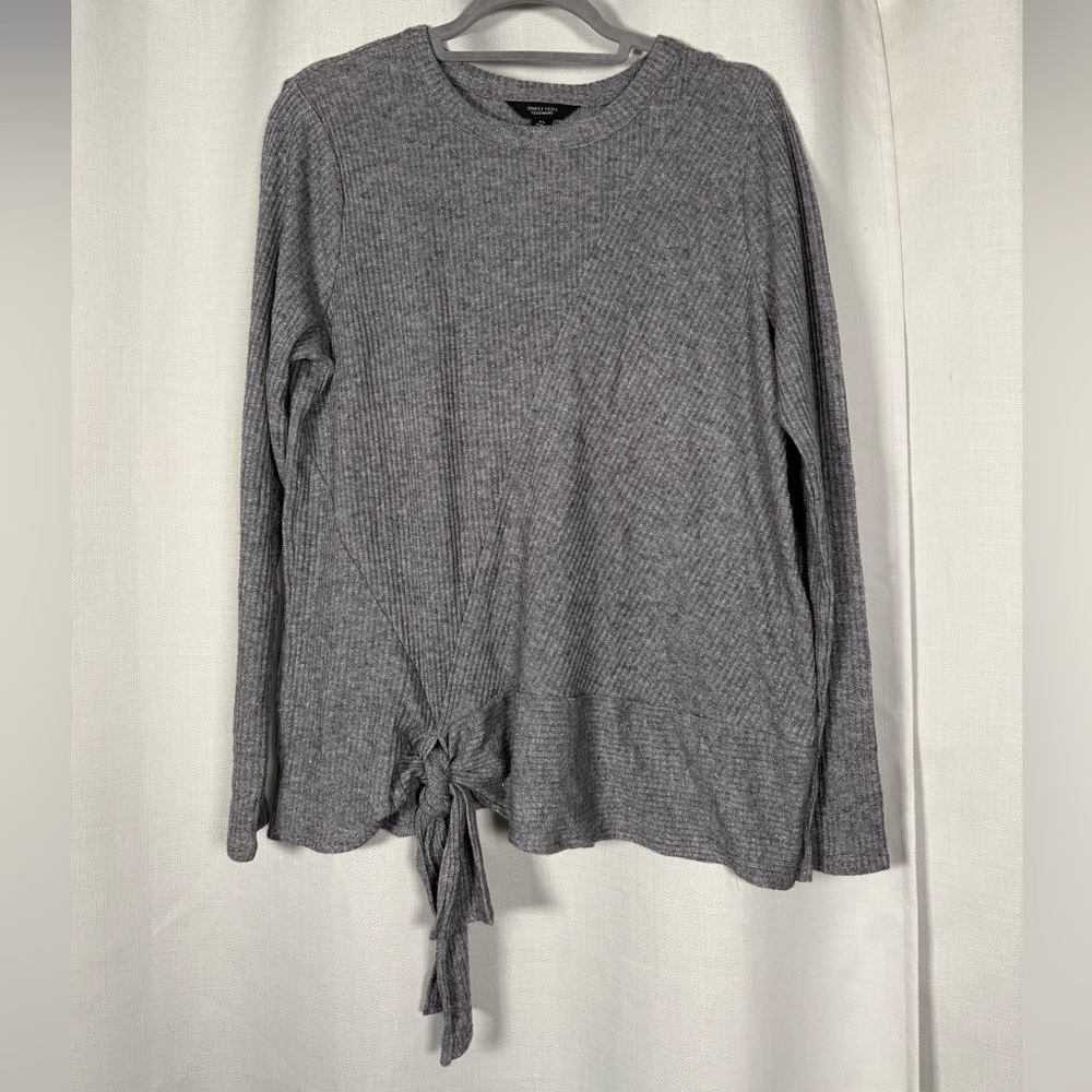 Simply Vera Vera Wang Silver Grey Tie Waist Crewneck Sweater Size XL - Picture 9 of 9
